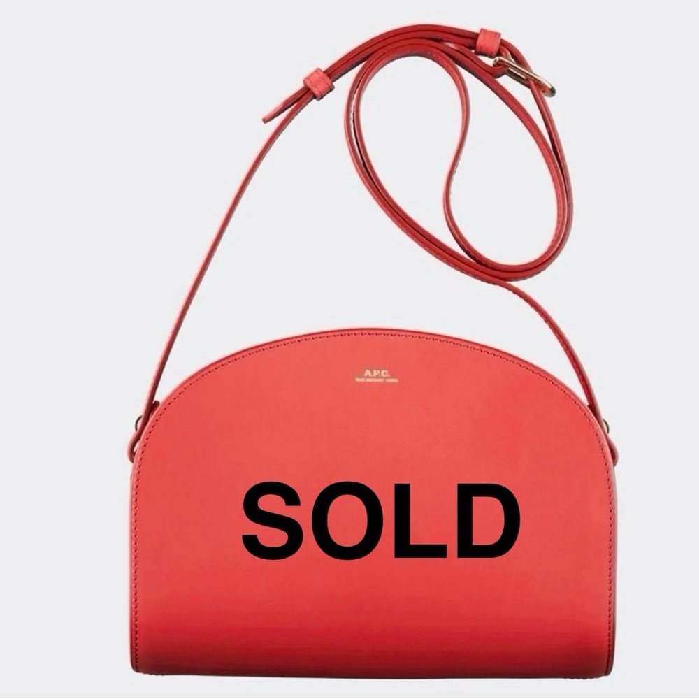 A.P.C. NWT perfect “light” Cherry Red smooth leather Demi Lune Bag